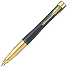 Ручка PARKER Urban Core K314 Muted Black GT М стержень синий, корпус: лак/латунь, поворотный механизм