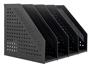 Вертикальный накопитель 4 отдела Deli 78996DK пластиковый, складной, размеры 332x256x243мм, цвет темно-серый