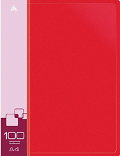 Папка 100 файлов, размер 310х230х64мм, толщина 800 мкр, с торцевым карманом, цвет красный