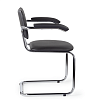 Стул Сильвия. Обивка - черная экокожа. Хромированные полозья. С подлокотниками. Нагрузка до 100 кг.  ЗАКАЗНАЯ ПОЗИЦИЯ 