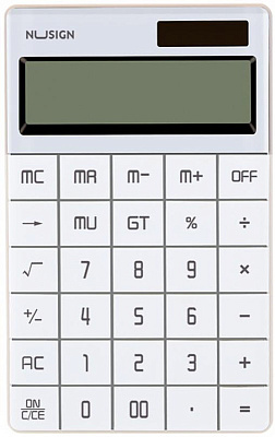 Калькулятор Deli 12 разряд. NuSign ENS041-white 165х103х15мм, бухгалтерский, настольный, белый