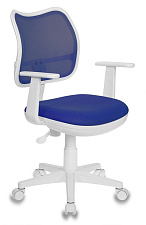 Кресло детское СН-797 WAXSN/BL/TW-10 Обивка - синяя тканьTW-11. Спинка - синяя сетка. Белый пластик. Узкое сиденье. Пластиковая крестовина. Нагрузка до 100 кг.