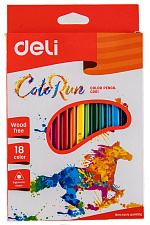 Карандаши цветные 18 цветов  Deli Colorun EC00110 трехгранные, пластиковые, картонная упаковка с европодвесом