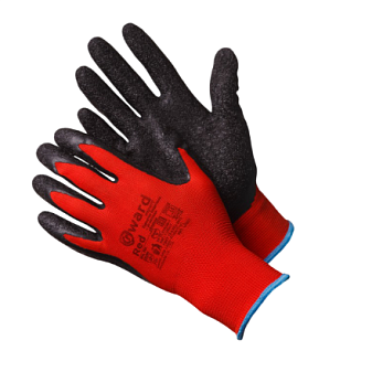 Перчатки полиэстеровые, текстурированное латексное покрытие  Надежный захват скользких предметов GWARD "Red"  р.XL (10) вес 58гр, в индивидуальной упаковке