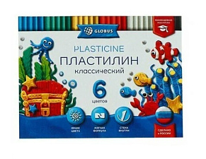 Пластилин 6 цветов  "Globus" Классика 120 грамм