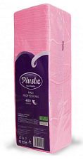 Салфетки бумажные Розовые 1-слойные "Plushe Maxi Professiona Pastel"  400 листов в упаковке со сплошным тиснением, целлюлоза. размер: 24х24 см