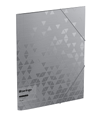 Папка на резинке Berlingo Metallic пластиковая, А4, корешок шириной 32 мм, толщина 600 мкр, цвет серебряный