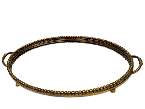 Поднос  67см,основание стекло - зеркало , металл бронза. 