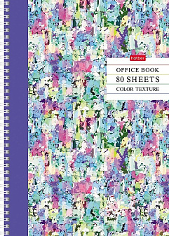 Тетрадь 80 листов А4 в клетку на спирали Color texture обложка мелованный картон, ассорти 4 дизайна, Хатбер