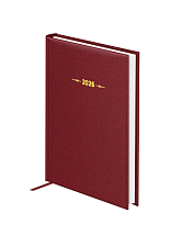 Ежедневник А6 датированный 2026 BG "Ariane. Dark red" 176 листов в линию, балакрон, размер 105х145мм, ляссе, цвет тёмно-красный