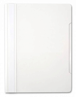 Скоросшиватель пластиковый, прозрачный верхний лист, цвет белый