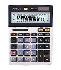 Калькулятор Deli Core 14 разряд. E1671C 185×135×38мм бухгалтерский, настольный, серебристый