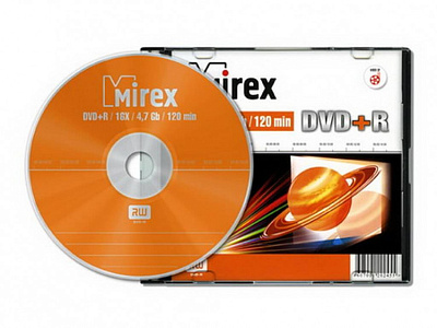 Диск DVD+R  1шт/уп SlimCace 4.7ГБ,16x, Mirex