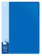 Папка пластиковая "Бюрократ" 40 файлов с торцевым карманом, цвет синий