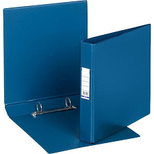 Папка на 2 кольца 35 мм, А-5,, размер 228x248x35 мм, ПВХ, карман на корешке, цвет синий