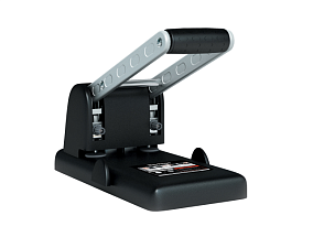 Дырокол до 100 листов с линейкой, Berlingo "Heavy Duty", металлический корпус, 2 отверстия, цвет черный 