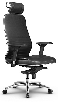 Кресло Samurai KL-3.04. Обивка - экокожа, цвет черный. Съемный 3D подголовник. Пластиковые подлокотники 4D. Хромированная крестовина. Синхромеханизм. Нагрузка до 150 кг.