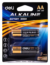 Батарейка щелочная Deli E18500/ 1,5V / LR6, AA, пальчиковые / 2 шт./уп.