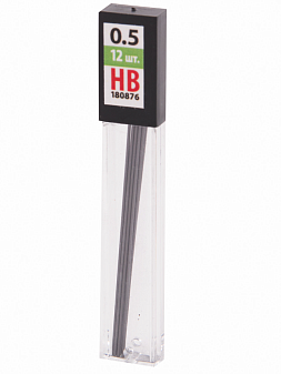 Грифели 0,5 мм твердость НВ( твердо-мягкий), 12 шт 
