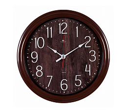 Часы настенные круглые Рубин Классика , пластик, диаметр 48 см, плавный ход, цвет коричневый