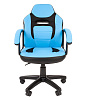Кресло детское СН-110 обивка - экокожа черный/голубой. Пластиковая черная крестовина. Нагрузка до 100 кг.