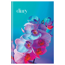 Ежедневник А5 недатированный ЛАЙТ, BG "Орхидея" 136л, 7БЦ, глянцевая ламинация, размер 145х210мм, белый блок в линию 60г/кв.м,  цвет голубой/цветы
