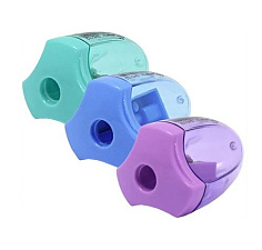 Точилка 1 отверстие с контейнером, пластиковый корпус, цвет ассорти. Lamark