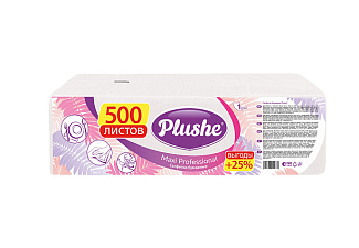 Салфетки бумажные Белые 1-слойные "Plushe Maxi Professiona Pastel" 500 листов в упаковке со сплошным тиснением, целлюлоза. размер: 24х24 см