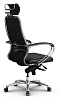 Кресло Samurai KL-2.04, материал:перфорированная экокожа черная. Хромированная крестовина, съемный 3D подголовник. Синхромеханизм качания. Нагрузка до 120 кг.