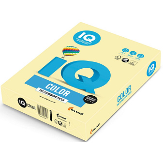 Бумага "IQ COLOR" формат А-3, плотность 160 г/м2, 250 листов, цвет желтый Пастель YE23 