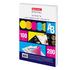 Бумага BRAUBERG DIGITAL А-3, плотность 100 г/м2, белизна 145%, яркость 145% ISO, 200 листов, немелованная, без покрытия