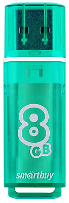 Флеш-носитель   8GB Smart Buy "Glossy", USB 2.0, Зеленый, предназначен для хранения и переноса цифровых данных. 