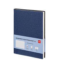 Бизнес -блокнот/ежедневник А5 недатированный Deli "Simple"  136л, искусственная кожа, размер 143х210мм, в линию 70г/кв.м, цвет синий