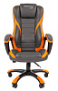 Кресло геймерское CHAIRMAN GAME 22 экокожа, цвет серый/оранжевый. Пластиковая крестовина. Механизм Топ-ган. Нагрузка до 120 кг.