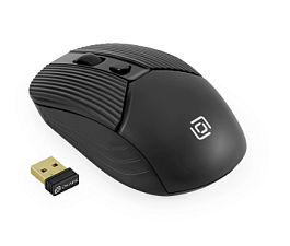 Мышь беспроводная Oklick 509MW оптическая (1600dpi) USB (4but), 4 кнопки, радиус действия 10м, размер 74х43х110мм, цвет черный