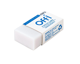 Ластик "Deli" EH03010  Offi 40x22x12мм, ПВХ, цвет белый, картонный держатель