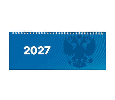 Планинг 2027 STAFF "Символика РФ" 128 стр, мелованный картон, размер 285х112мм, на спирали, синий