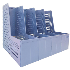 Вертикальный накопитель 4 отдела Deli 79006Blue пластиковый, размеры 335х250х260мм, цвет голубой