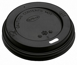 Крышка одноразовая к картонному стакану, диаметр 90 мм (для горячего), цвет черный/белый, 100 шт/уп