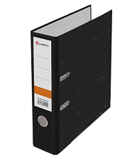 Папка-регистратор Мрамор 75мм, цвет черный, нижние края защищены металлическим кантом