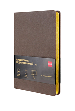 Бизнес -блокнот/ежедневник А5 недатированный Deli Elegant 136л, искусственная кожа, размер 143х210мм, в линию 70г/кв.м, цвет коричневый, срез золотой