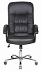 Кресло Т-9908AXSN-AB Black. Обивка - кожа, цвет черный. Пластиковые подлокотники с мягкими накладками. Хромированная крестовина. Механизм Топ-ган. Нагрузка: до 120 кг.