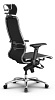 Кресло Samurai K-3.04,материал экокожа черная. Хромированная крестовина, съемный 3D подголовник, пластиковые подлокотники. Синхромеханизм качания. Нагрузка до 120 кг. 
