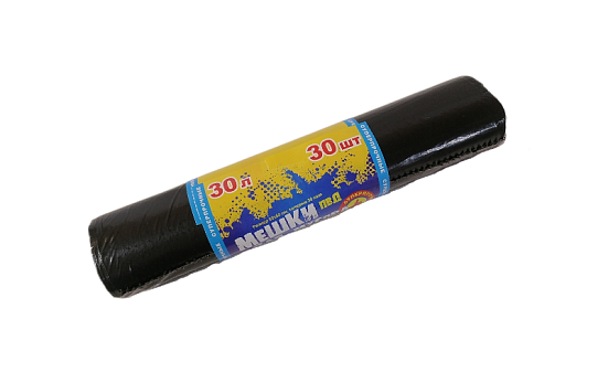 Мешки для мусора "Стандарт" ПВД 30л 30шт в рулоне, плотность 30 мкм, размер 50х60 см, черные 