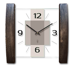 Часы настенные квадрат SLT 5893, 380х380х45 мм, дерево стекло, шаговый ход, цвет коричневый