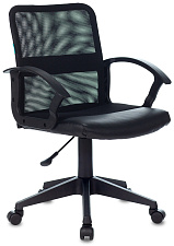 Кресло СН-590 / BLACK спинка - сетка, сиденье - экокожа. цвет черный. Пластиковая крестовина. Механизм Пиастра. Нагрузка до 120 кг.