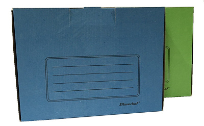 Архивная папка-бокс вырубная застежка, ширина корешка 75 мм, плотный картон, размер 320х255х75 мм, цвет ассорти