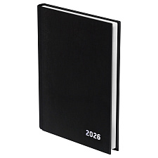 Ежедневник А5 датированный на 2026 "BG" 168 листов в линию, 140х200мм, обложка бумвинил, цвет чёрный.