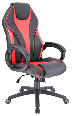 Кресло геймерское Everprof Wing TM Экокожа черная/красная. Пластиковая крестовина. Механизм Топ-ган. Нагрузка до 120 кг.