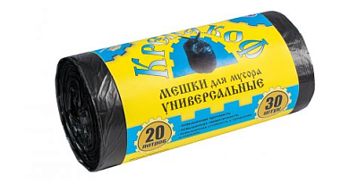 Мешки для мусора "Крепакоф" ПНД 20л 30 штук в рулоне, плотность 8 мкм, размер 42х47 см, черные